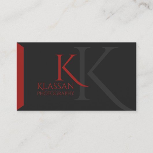 Professionele Monogram, donkergrijs en rood Visitekaartje (Voorkant)