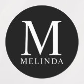 Professionele monogram- en naamzwarte labels (Design 2)