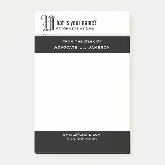 Professionele, monogrammaticale, juridische zaken  post-it® notes (Voorkant)