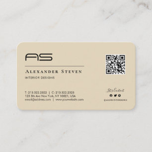 Professionele monogrammen Logo Cream Beige Visitekaartje