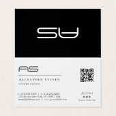 Professionele monogrammen QR-code zwart en wit Visitekaartjes (Buitenkant ongevouwen)