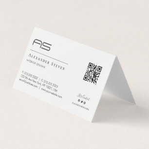 Professionele monogrammen QR-code zwart en wit Visitekaartjes