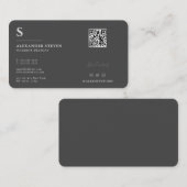 Professionele monogrammen QR Plain Gray Visitekaartje (Voorkant / Achterkant)
