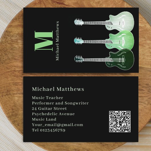 Professionele muzikant Guitar Custom QR Code Visitekaartje
