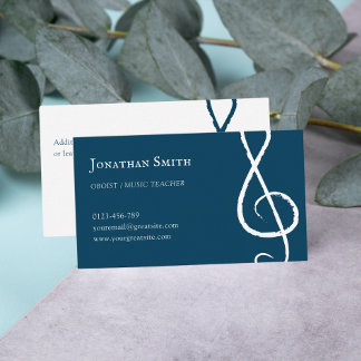 Professionele muzikant Treble Clef Modern Blauw Visitekaartje