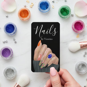 Professionele Nagel Salon Manicuriste Zwarte QR Co Visitekaartje