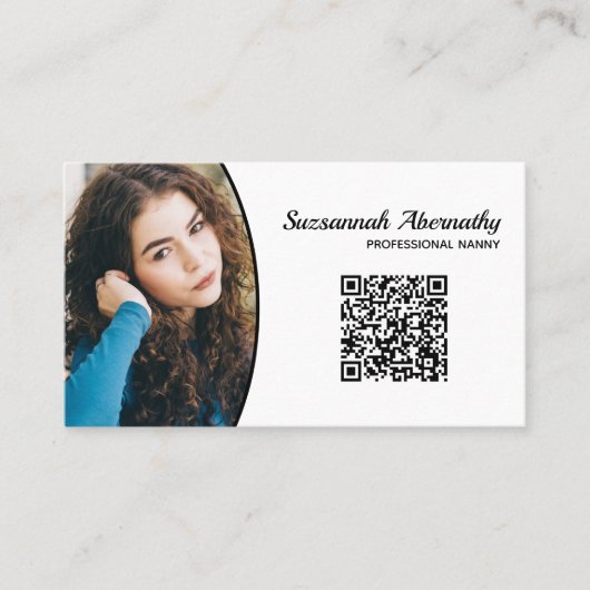 Professionele Nanny Custom Oval Photo QR Code Visitekaartje (Voorkant)