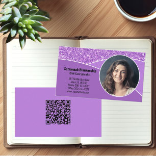 Professionele Nanny Custom Photo Paars QR Code Visitekaartje