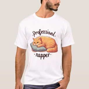 Professionele Napper Cat Funny Lazy Cat Graphic T-shirt