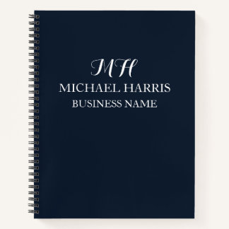 Professionele Navy Blauwe Monogram Eerste Zakelijk Notitieboek