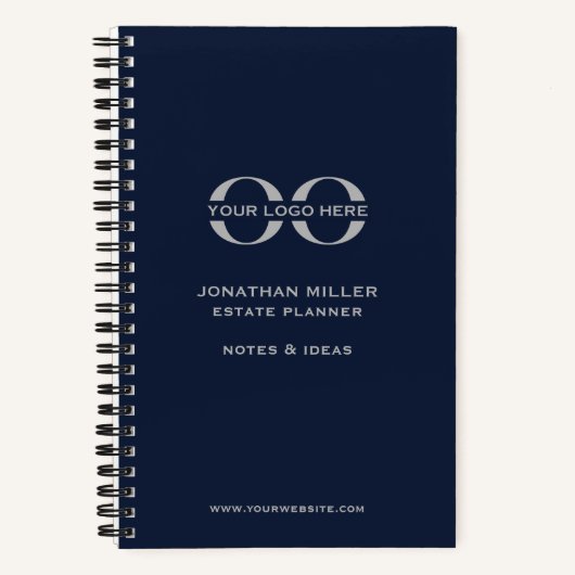 Professionele Navy Blue Logo Notitieboek (Voorkant)