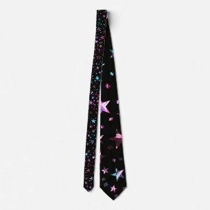 Professionele Neon Roze Turquoise Blauwe Sterren Z Stropdas