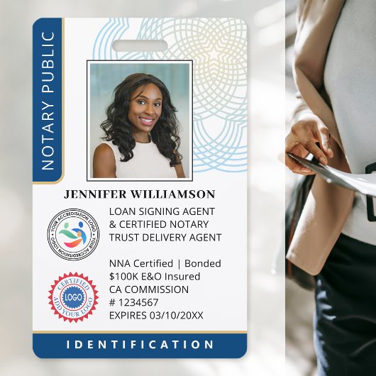 Professionele Notaris Openbare Foto QR Code ID Bla Badge