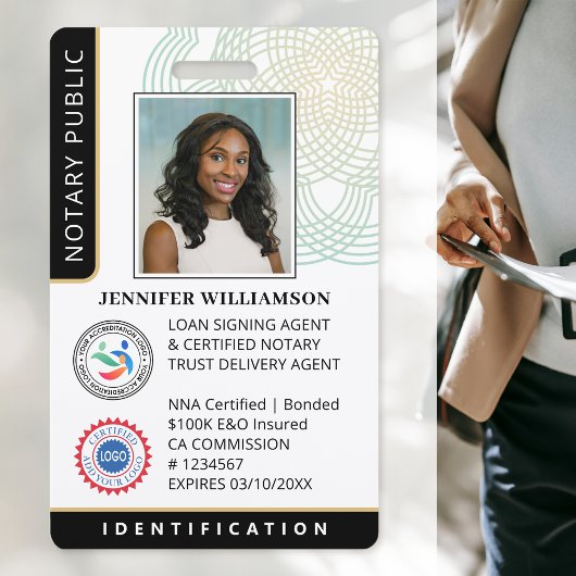 Professionele Notaris Openbare Foto QR Code ID Zwa Badge