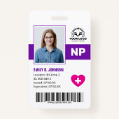 Professionele Nurse Practitioner NP foto en barcod Badge (Voorkant)