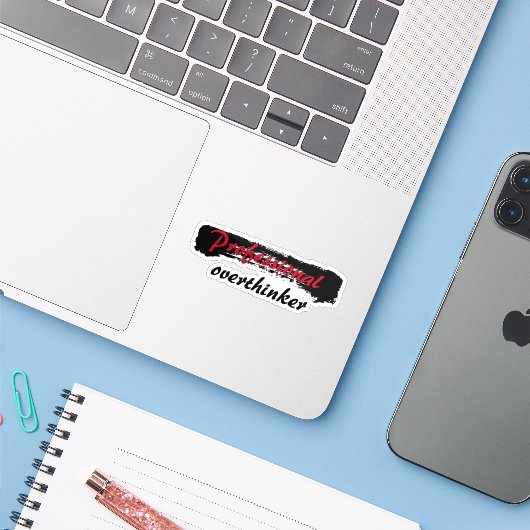 Professionele overdenker sticker (Laptop met iPhone)