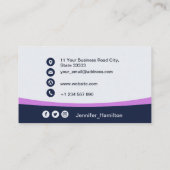 Professionele Paars voegen uw Logo QR Code Foto to Visitekaartje (Achterkant)