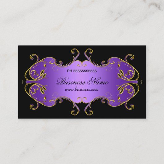 Professionele Paarse Black Gold Elegant Business Visitekaartje (Voorkant)