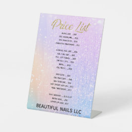 Professionele Paarse Glitter Nail Salon-prijslijst Reclamebord Met Voetstuk