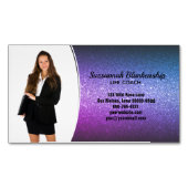 Professionele Paarse Ombre Glitter - Aangepaste Fo Magnetisch Visitekaartje (Voorkant)