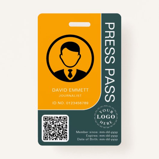 Professionele perskaart met QR-code en foto Badge (Voorkant)