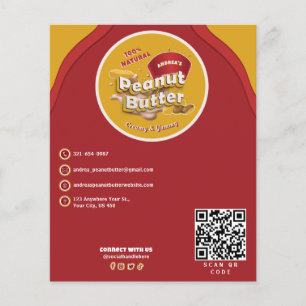 Professionele Pindakaas Logo & QR Code Rood Flyer
