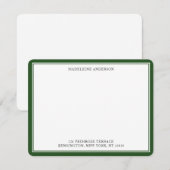 Professionele pine Green Double Border Flat Notitiekaartje (Voorkant / Achterkant)