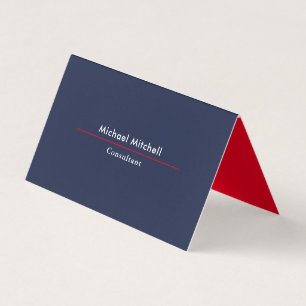 Professionele Plain Elegant Blauw Rood Minimalist Visitekaartjes