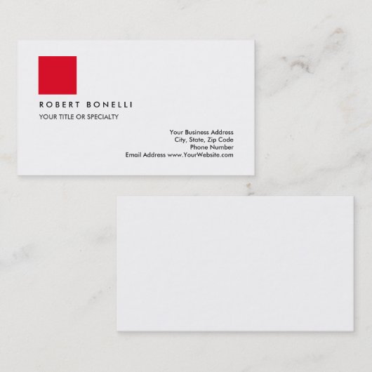 Professionele Plain Exclusief Modern Rood Wit Visitekaartje (Voorkant / Achterkant)