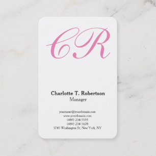 Professionele platte roze monogram feminine visitekaartje