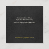 Professionele Premium Goud Zwart Leer Modern QR Vierkante Visitekaartje (Achterkant)