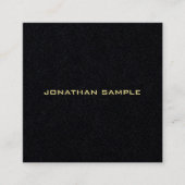 Professionele Premium Zwart Gouden Tekst Elegante  Vierkante Visitekaartje (Voorkant)