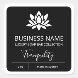 Professionele productlabels met Lotus Black Soap B Vierkante Sticker
