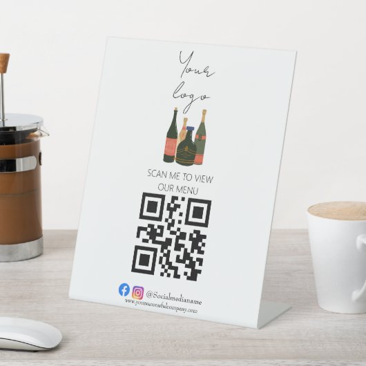 Professionele QR-code contactloos streepjesmenu Pe Reclamebord Met Voetstuk (Insitu)