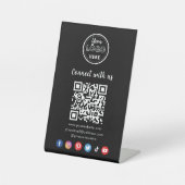 Professionele QR-code Een verbinding met sociale m Reclamebord Met Voetstuk (Voorkant)