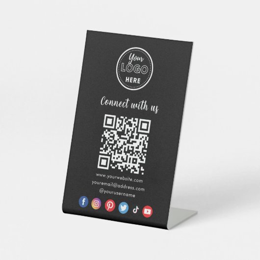 Professionele QR-code Een verbinding met sociale m Reclamebord Met Voetstuk (Voorkant)