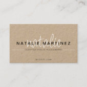 Professionele QR Code Elegant Trendy Script Kraft Visitekaartje (Voorkant)