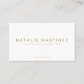 Professionele QR-code Elegant Wit en Goud Script Visitekaartje (Voorkant)