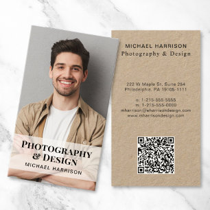 Professionele QR-code Foto Kraft Papier Visitekaartje