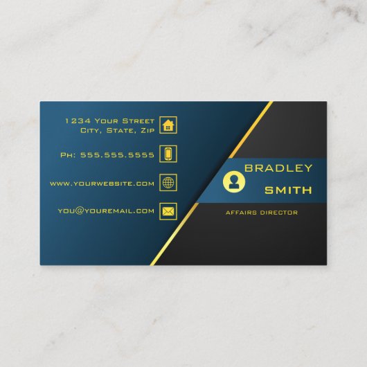 Professionele QR Code Gradiënt blauw en goud Visitekaartje (Achterkant)