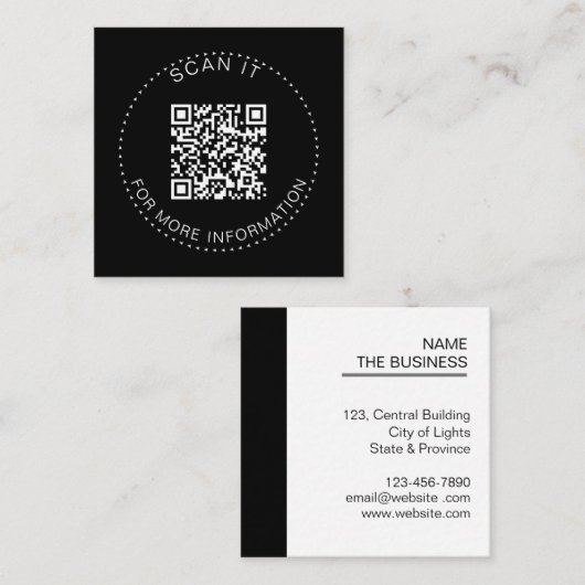 Professionele QR-Code Minimale Scannable Bevorderi Vierkante Visitekaartje (Voorkant / Achterkant)