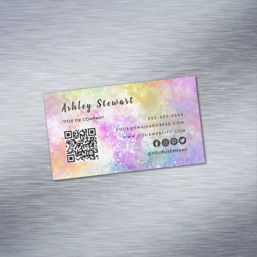 Professionele QR Code Modern Holo Opal Stijlvol Magnetisch Visitekaartje (Voorbeeld)