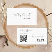 Professionele Qr-code Modern Minimal White Visitekaartje