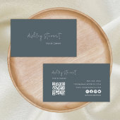 Professionele Qr-code Modern Minimalist Navy Visitekaartje