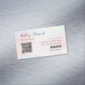 Professionele QR Code Modern Roze Opaal Stijlvol Magnetisch Visitekaartje (Voorbeeld)