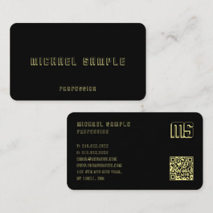 Professionele QR Code Monogram Elegant Zwart & Gou Visitekaartje