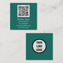 Professionele QR-code scannable Emerald Green Vierkante Visitekaartje