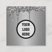 Professionele QR-code scannable Silver Glitter Dri Vierkante Visitekaartje (Achterkant)