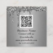 Professionele QR-code scannable Silver Glitter Dri Vierkante Visitekaartje (Voorkant)