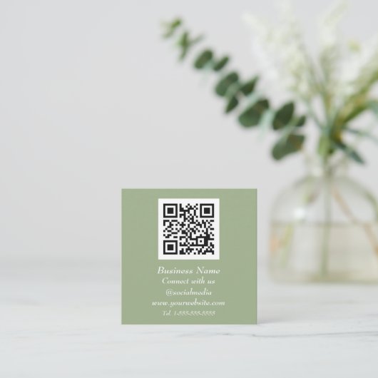 Professionele QR-code schaalbare pagina Groene mod Vierkante Visitekaartje (Staand voorkant)